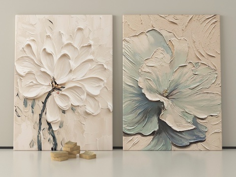 现代简约肌理挂画 抽象挂画 立体装饰画su模型