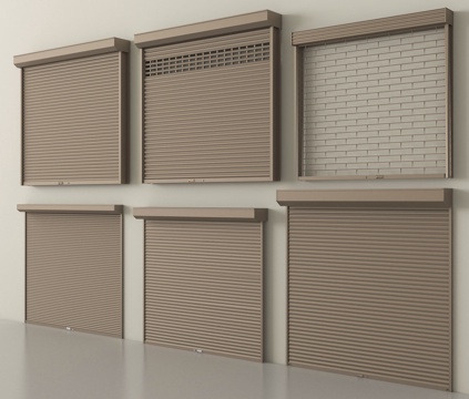 现代卷帘门 卷闸门 车库门 仓库门 防盗门su模型