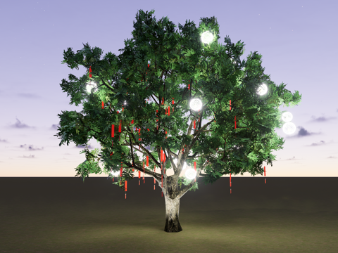 夜景树 祈福树 大树 古树su模型