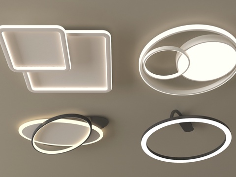  现代吸顶灯组合  客厅吸顶灯3d模型 