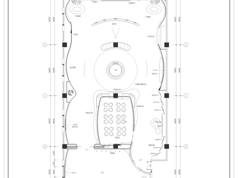 1000平异形展厅，GRGcad施工图