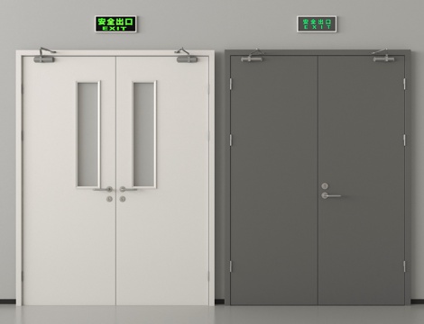 现代消防门 防火门 安全出口su模型