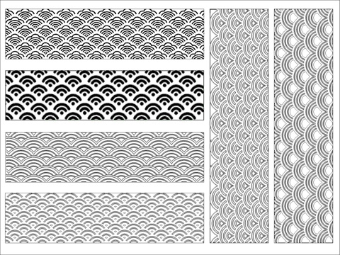 中式鱼鳞纹样cad施工图