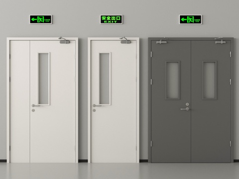 现代消防门 防火门 安全出口su模型