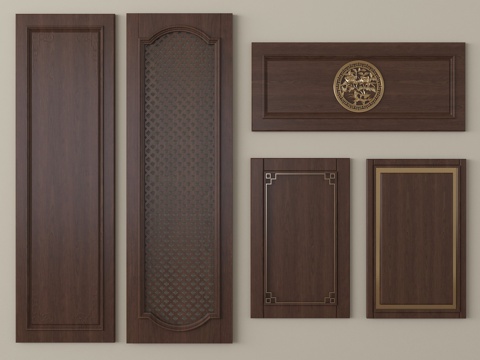 新中式护墙板 门板 柜门板 墙饰板 背景墙su模型