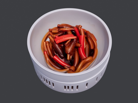 一盆红烧茄子条su模型