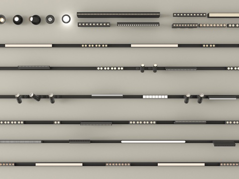 现代筒灯射灯 轨道射灯 线形射灯su模型