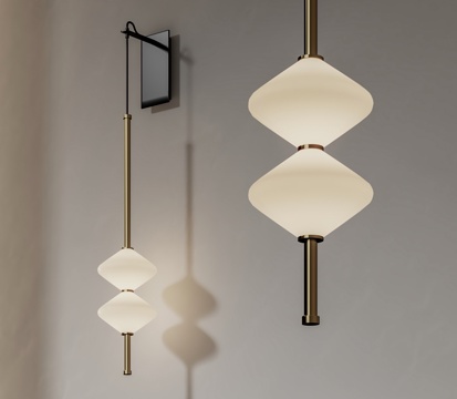 新中式壁灯 长条壁灯 创意壁灯 轻奢壁灯su模型