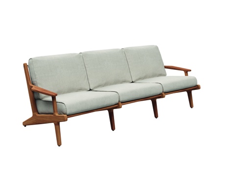 gloster  - 现代户外沙发 三人 绳编 柚木沙发su模型