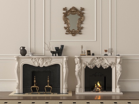 法式壁炉 电子壁炉su模型