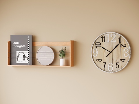 现代墙饰挂件 挂钟 置物架su模型