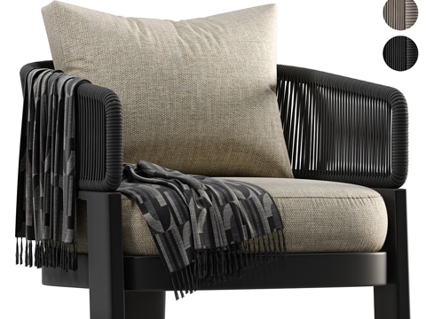  新中式 Coogee 户外休闲扶手椅3d模型 