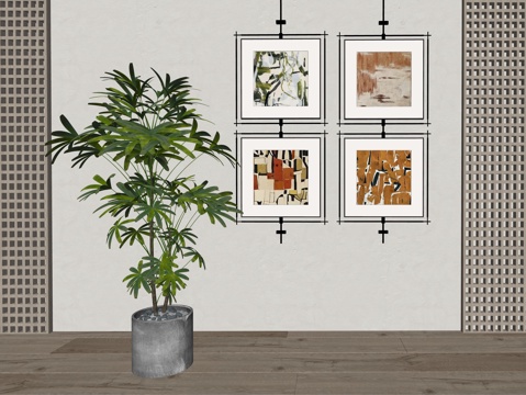 现代室内绿植盆栽植物su模型