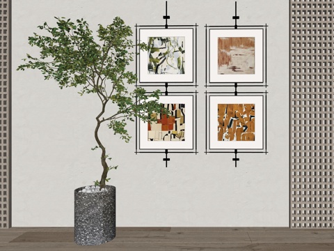 现代室内绿植盆栽植物su模型