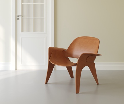 中古实木休闲椅su模型