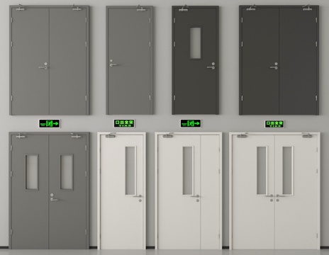 现代消防门 防火门 安全出口su模型