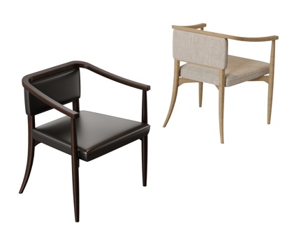 新中式单椅 餐椅 扶手椅 休闲椅su模型