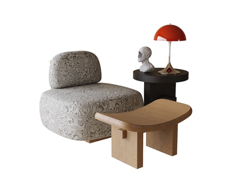 现代休闲椅 沙发凳 单椅 边几角几su模型