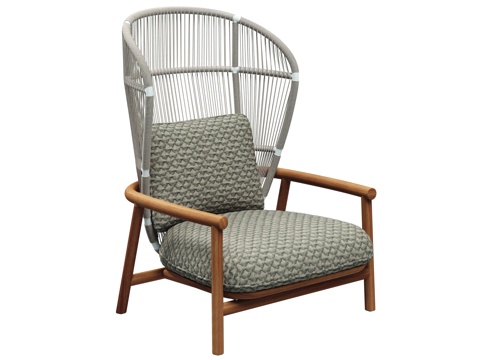 gloster  - 现代户外沙发 单人 绳编 高背柚木 单su模型