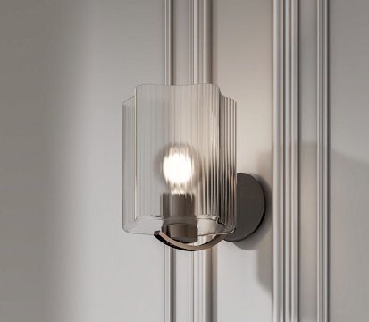 简欧壁灯 玻璃灯罩壁灯su模型su模型