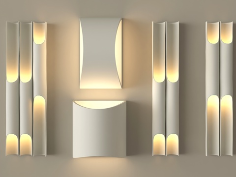 现代石膏灯 竹节壁灯su模型