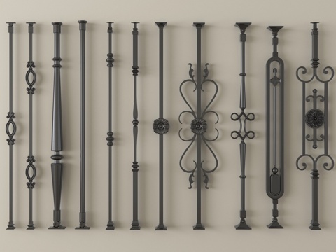 美式扶手 栏杆 楼梯扶手su模型