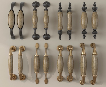 法式拉手 金属拉手 柜门拉手 抽屉拉手su模型