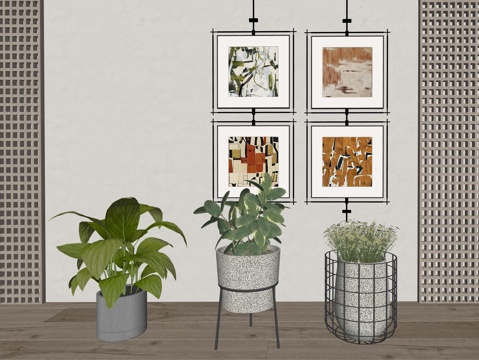 现代室内绿植盆栽植物su模型