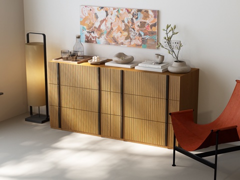 现代中古边柜 现代中古玄关柜 现代中古装饰柜su模型