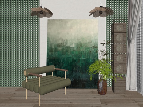 现代室内休闲座椅su模型