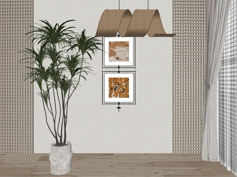 现代室内绿植盆栽植物su模型