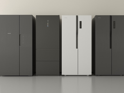 现代冰箱组合 对开门冰箱 三开门冰箱su模型