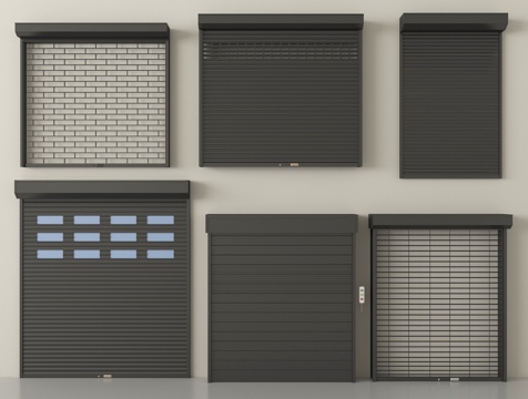 现代卷帘门 卷闸门 车库门 仓库门 防盗门su模型