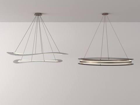 现代吊灯组合  客厅吊灯 金属吊灯 环形吊灯su模型