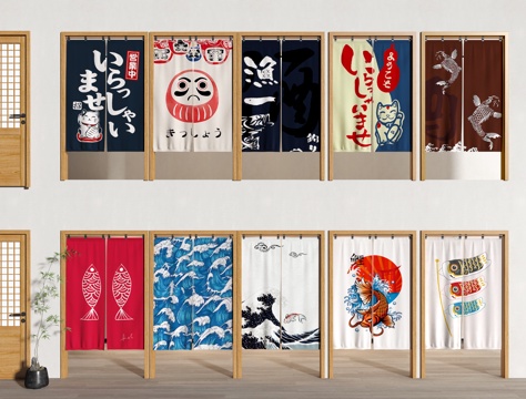 门帘 拉帘 厨房门帘 茶馆门帘 布艺su模型