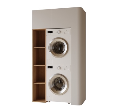 现代洗衣机柜 洗烘套装 阳台柜su模型