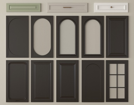 法式柜门板 门板 衣柜门 玻璃门板su模型