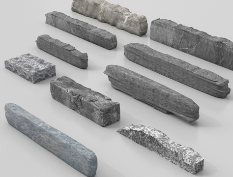 新中式石头 条石 景观条石 景石 条石坐凳su模型