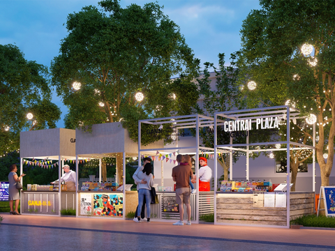 现代摊位 小商铺 售卖亭 市集 售卖su模型