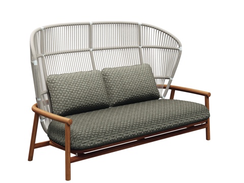 gloster  - 现代户外沙发 双人 绳编 高背柚木沙发su模型