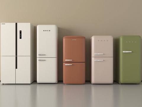 现代冰箱组合 四门冰箱  双开门冰箱su模型