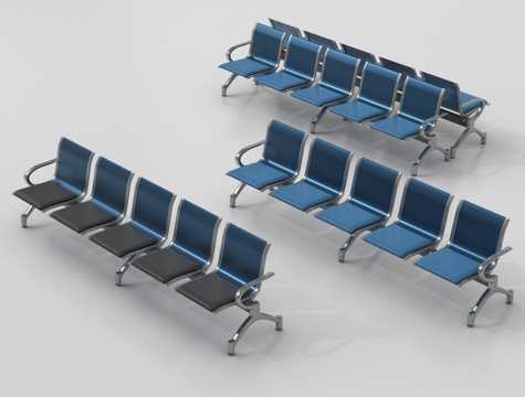  现代等候大厅座椅 休息椅 排椅 等候椅 公共座椅3d模型 