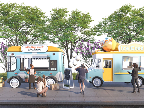 商业摊位 网红摊位 地摊su模型