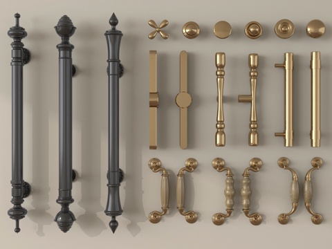 法式拉手 门把手拉手 柜门拉手 长拉手su模型