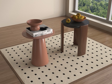 中古侘寂风边几 小几 摆件su模型