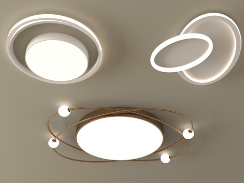 现代吸顶灯组合  客厅吸顶灯su模型