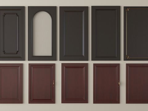 法式柜门板 门板 衣柜门 玻璃门板su模型