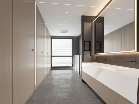  现代公共卫生间3d模型 