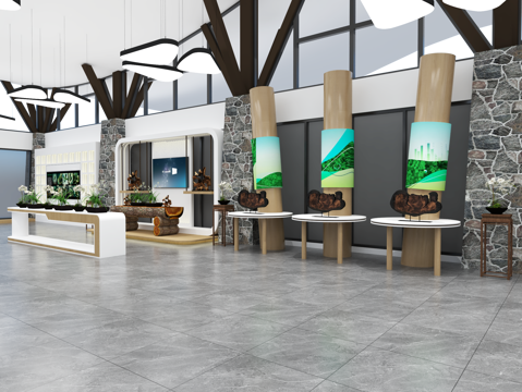 现代生态展厅展墙 绿色展厅文化墙 林业展厅 自然科普展厅su模型