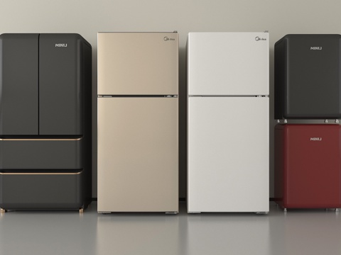 复古冰箱  迷你冰箱su模型